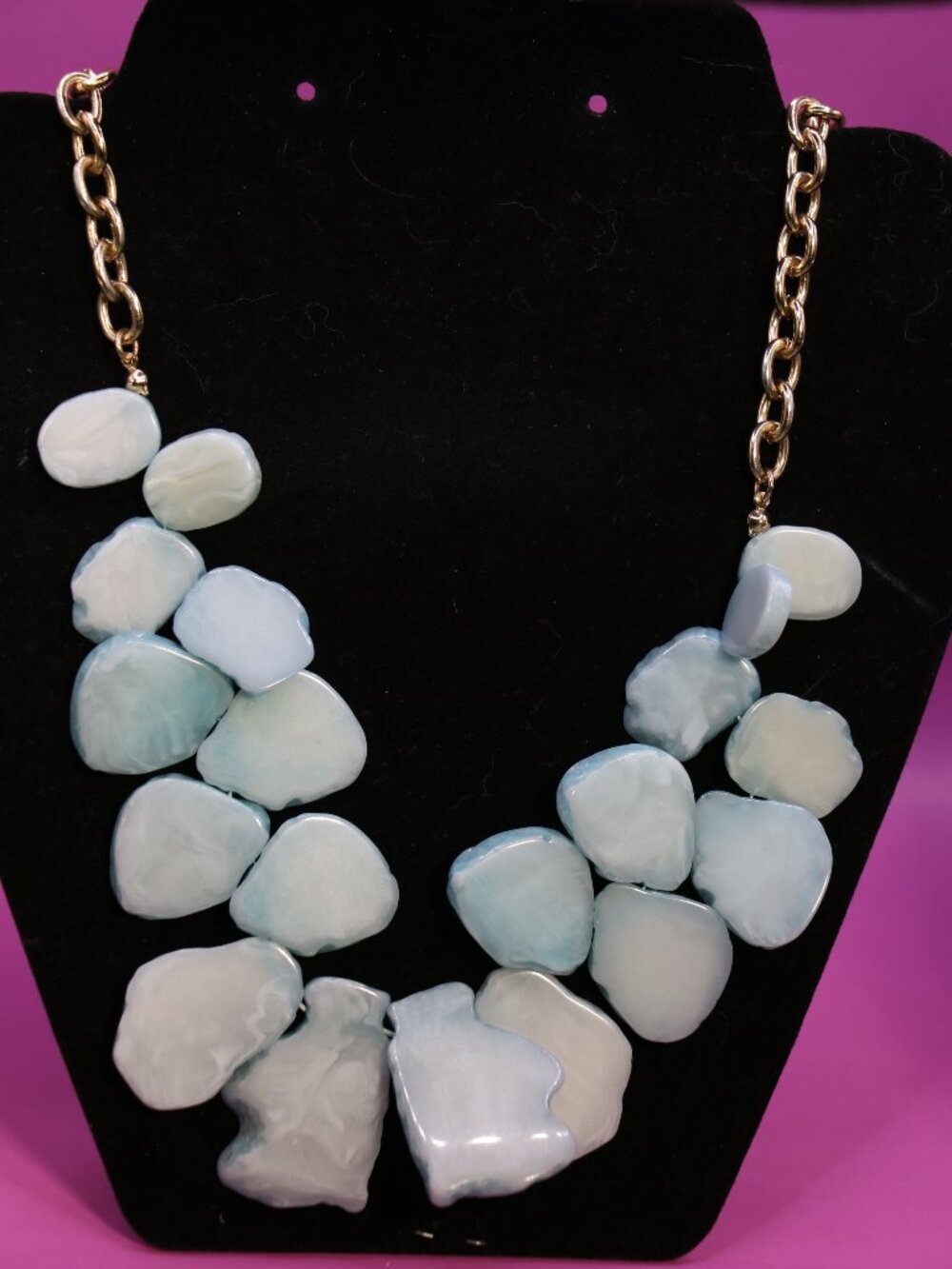 SUGARFIX by BaubleBar Aqua Blue Acrylic Stone Statement Bib Necklace